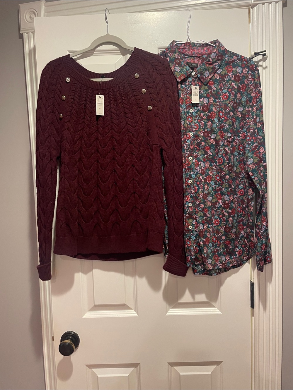 Talbots Cable Knit Crewneck Sweater in Deep Burgundy